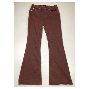 MISS ME Dust Pink High Rise Flare Leg 5 Pocket Logo Hardware Jeans